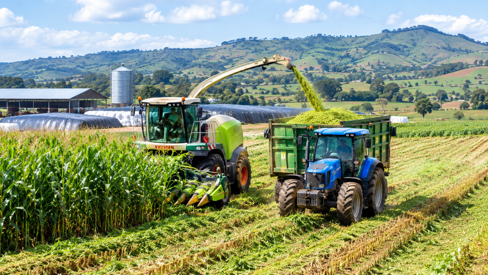 Forage harvester processing maize for silage